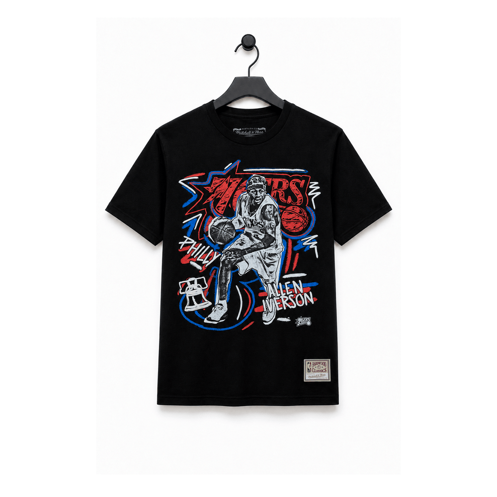 NBA Polera Chalked UP Hombre Philadelphia 76ers Allen Iverson Negro - NBA Store Chile